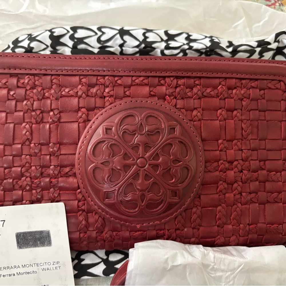 Brighton Ferrara Montecito zip wallet with strap garnet